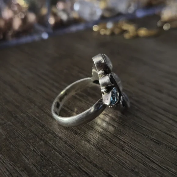 Nicky Butler 925 Sterling Silver Moonstone Blue Topaz Amethyst Ring Sz 7 Vintage - Picture 16 of 16